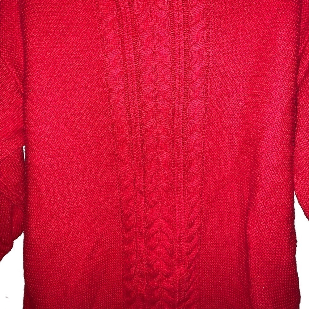 Chaps red boat neck cable knit Sweater - Picture 4 of 8